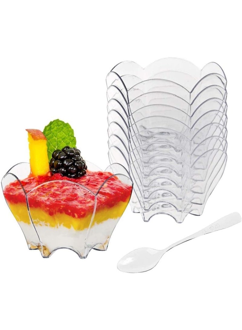100 Pcs Mini Parfaits Dessert Cups, Dessert Plates, Clear Small Serving Disposable Bowl, Modern Design, for Chocolate Desserts, Appetizers, Dessert Samplers, Dessert Shot Glasses - Image 1
