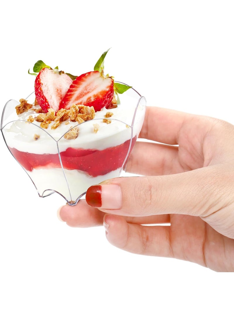 100 Pcs Mini Parfaits Dessert Cups, Dessert Plates, Clear Small Serving Disposable Bowl, Modern Design, for Chocolate Desserts, Appetizers, Dessert Samplers, Dessert Shot Glasses - Image 3