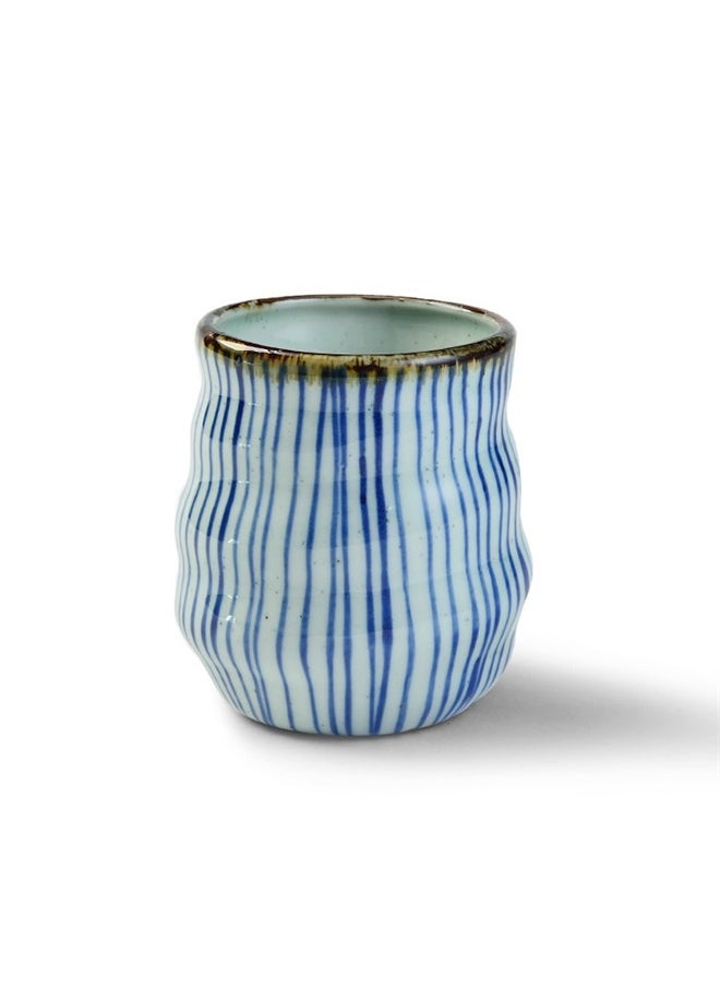 yongsheng Handmade Stoneware Mug White/Blue, Long Teacup, Sushi Shop, Izakaya, Restaurant, Ryokan, Tableware, Restaurant, Commercial Use  - Image 1