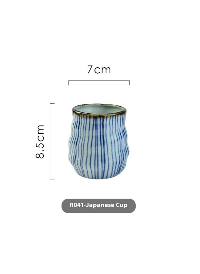 yongsheng Handmade Stoneware Mug White/Blue, Long Teacup, Sushi Shop, Izakaya, Restaurant, Ryokan, Tableware, Restaurant, Commercial Use  - Image 2