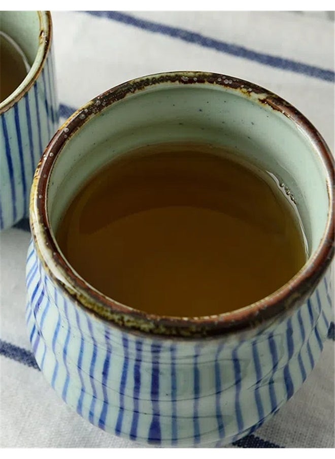 yongsheng Handmade Stoneware Mug White/Blue, Long Teacup, Sushi Shop, Izakaya, Restaurant, Ryokan, Tableware, Restaurant, Commercial Use  - Image 3
