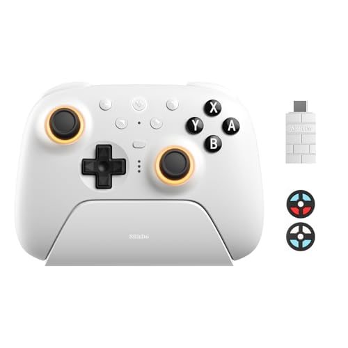 8BitDo Ultimate 2 Bluetooth Controller for SwitchSwitch 2 Windows PC Switch Pro Controller with TMR Joysticks Switchable Hall EffectTactile Triggers Vibration and Motion Control White - Image 1
