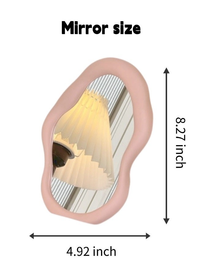 شيبشيب مرآة مكياج سحابية، مرآة غير منتظمة مع خطافات حائط وحامل، مرآة زينة فريدة بنمط كريمي لغرفة النوم، غرفة المعيشة أو كقطعة ديكور مكتبي فنية - Image 2