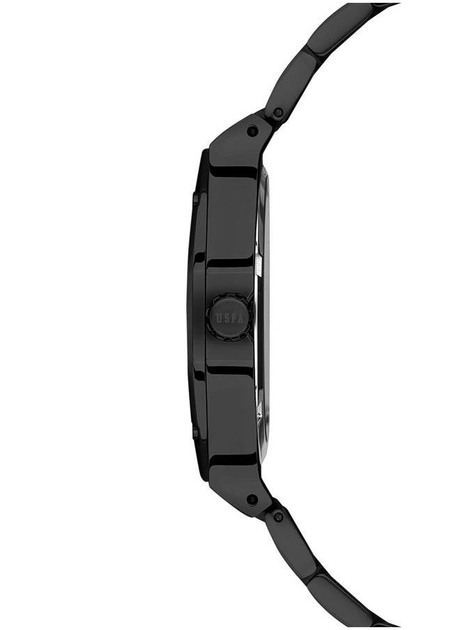 U.S. Polo Assn. U.S. Polo Assn. USPA1056-03 44mm Watch with Bold Black Dial, Classic Black Stainless Steel Band & Minimalist Design - Ideal for Fashion-Forward Gents  - Image 2