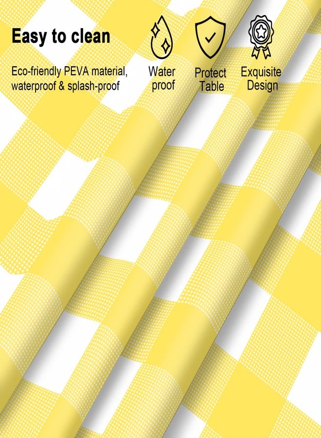 Mulbozy 4 Pcs Yellow Checkered Tablecloth 54 ×108 Inches Rectangle Yellow Gingham Tablecover Disposable Plastic Waterproof Buffalo Table Cover for Outdoor Picnic, Kitchen, Holiday Birthday Party - Image 3