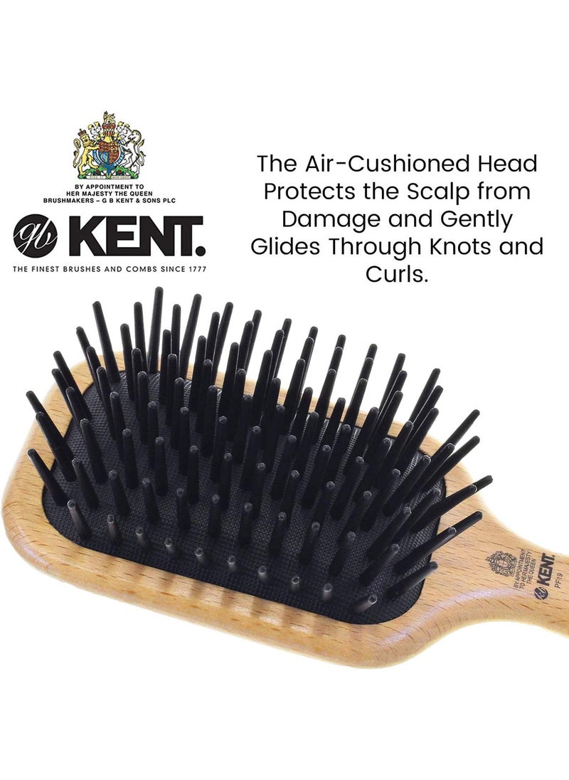 KENT PF19 Maxi Phine De-tangling Beechwood Cushion Paddle Brush Scalp Massager and Detangle Brush - Image 3