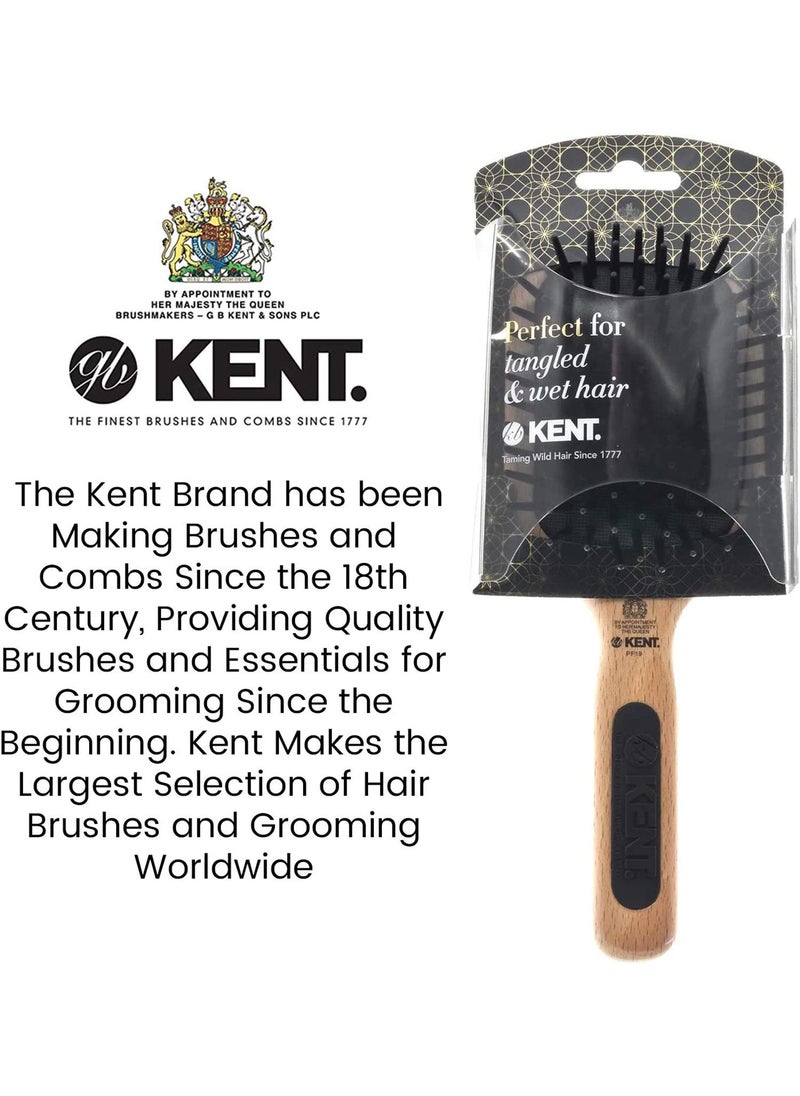 KENT PF19 Maxi Phine De-tangling Beechwood Cushion Paddle Brush Scalp Massager and Detangle Brush - Image 5