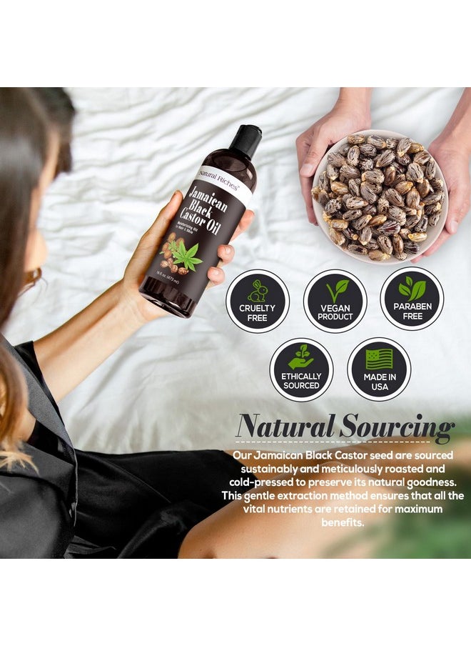 Natural Riches - Natural Riches Jamaican Black Castor Oil Pure Organic Cold Pressed for Hair Growth Skin Care for Dry Skin Conditioning Eyebrows Eyelashes Scalp and Nail Moisturizes & Repairs 16fl.oz. - Image 1