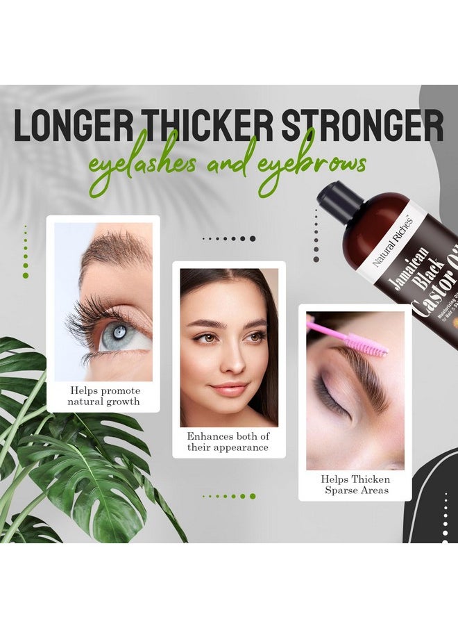 Natural Riches - Natural Riches Jamaican Black Castor Oil Pure Organic Cold Pressed for Hair Growth Skin Care for Dry Skin Conditioning Eyebrows Eyelashes Scalp and Nail Moisturizes & Repairs 16fl.oz. - Image 1