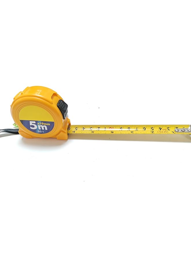 PROMASS promass Tape Measure 5m/7.5m/10m, Multi-Purpose Measuring Tape with Clear Fraction Markings, Non-Slip Grip, Auto-Lock & Manual Override for Construction, Engineerin (5m yellow)  - Image 1