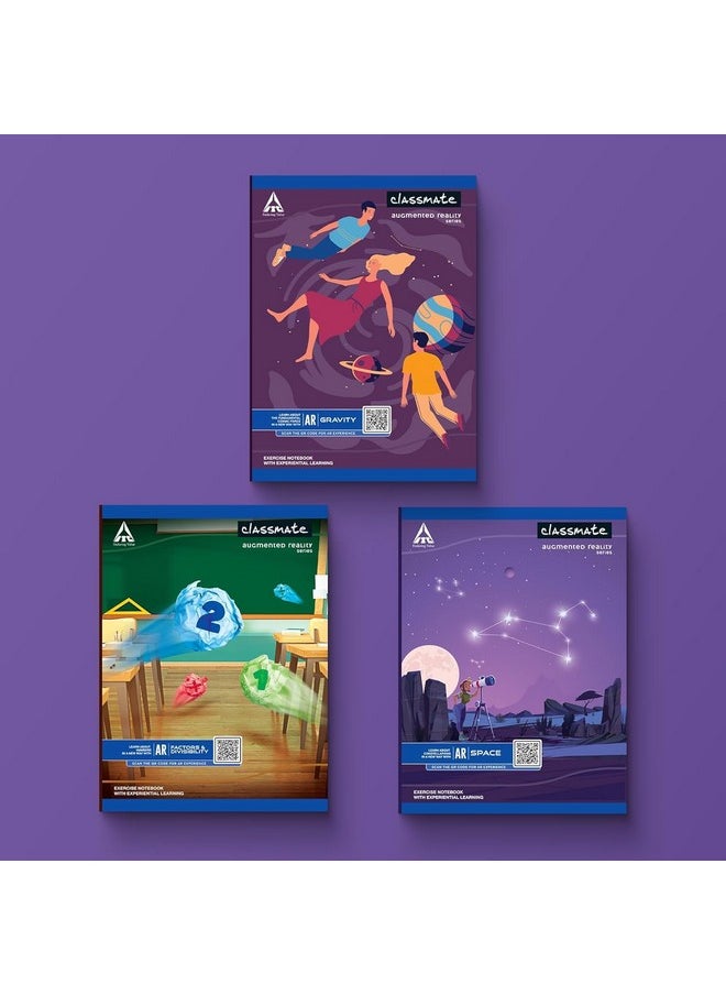 classmate Classmate Augmented Reality Notebooks - 140 Pages | Pack of 3 Long Size Ruled Notebooks for School Students | Immersive AR Learning Experience | 29.7cm x 21.0cm | Single Line AR Notebook  - Image 2