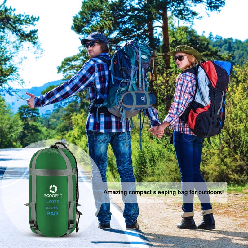ECOOPRO Warm Weather Sleeping Bag - Portable, Waterproof, Compact Lightweight, Comfort with Compression Sack - Great for Outdoor Camping, Backpacking & Hiking-83 L x 30" W Fits Adults(Emerald Green) - Image 4