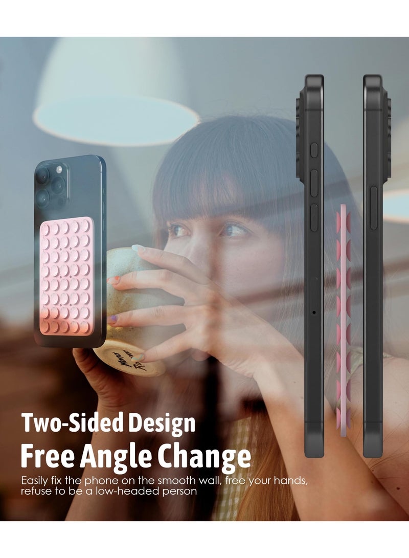 40 silicone suction cup phone cases, double-sided installation, hands-free grip for phone accessories, suitable for selfies and videos, square double-sided silicone phone holder, suitable for iPhone and Android light pink - Image 3