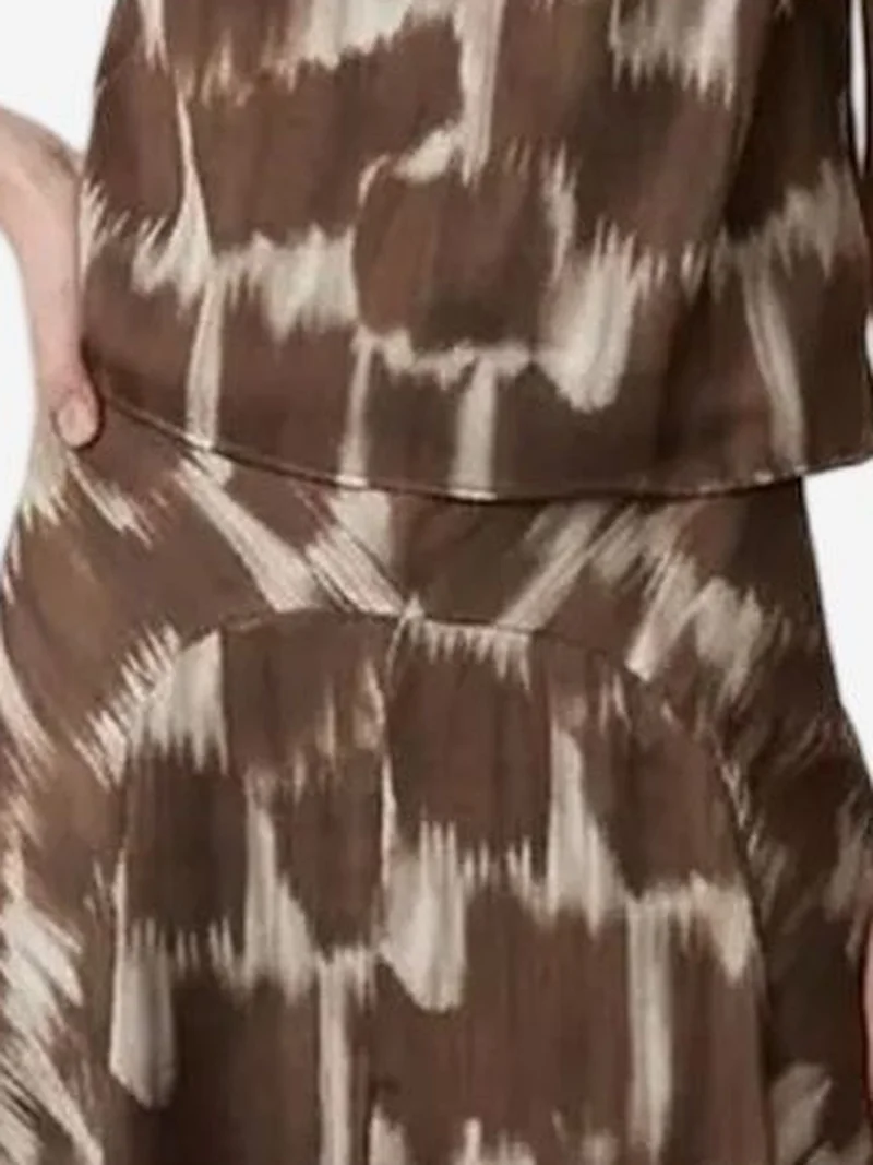 My Fashion Coffee Brown MY FASHION Asymmetrical Satin Blouse and Midi Skirt Set for Women | Best Price UAE