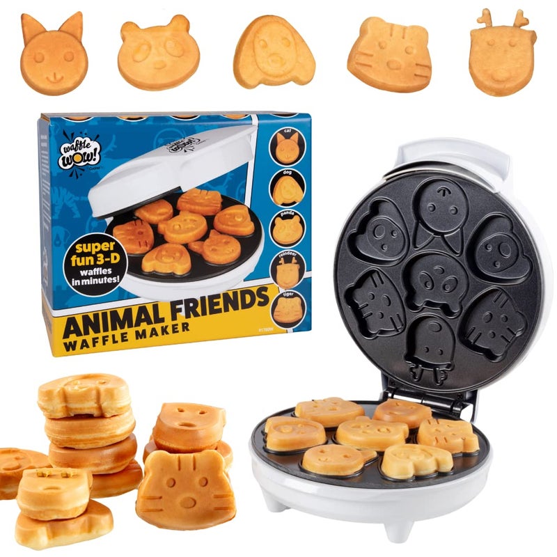 CucinaPro Animal Mini Waffle Maker- Make 7 Different Shaped Pancakes- Includes a Cat Dog Reindeer & More- Electric Nonstick Waffler Iron, Pan Cake Cooker Baker w Recipe Guide, Fun Breakfast Gift for Kids Adults  - Image 1