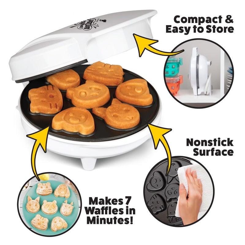 CucinaPro Animal Mini Waffle Maker- Make 7 Different Shaped Pancakes- Includes a Cat Dog Reindeer & More- Electric Nonstick Waffler Iron, Pan Cake Cooker Baker w Recipe Guide, Fun Breakfast Gift for Kids Adults  - Image 2