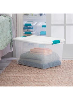 Sterilite Stackable Space Saving Durable Ultra Latch Lid Storage Box Clear and White 61 L 14978006  - Image 3