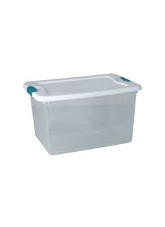 Sterilite Stackable Space Saving Durable Ultra Latch Lid Storage Box Clear and White 61 L 14978006  - Image 1