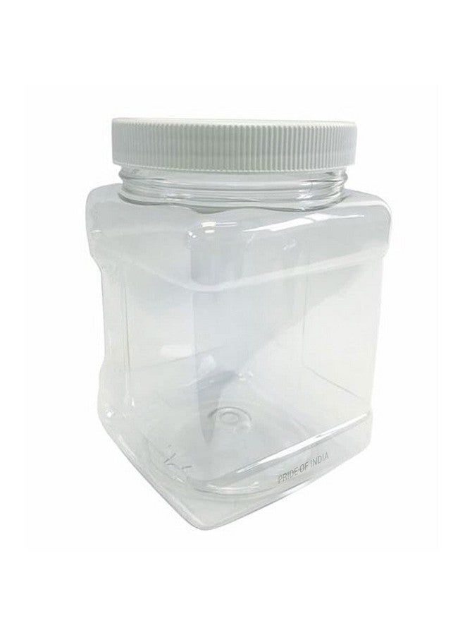 Pride Of India Pride Of India Clear Food Grade PET Plastic Square Grip Storage Jar w/Cap | 48 Fluid Ounces 4-5 Cup Storage Capacity | BPA Free USA Made - Image 1