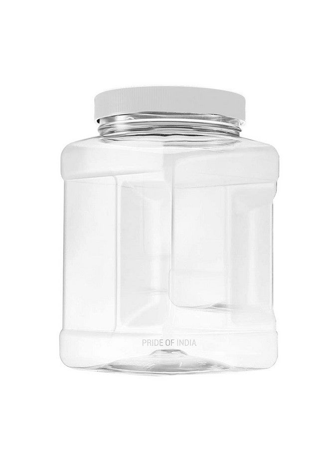 Pride Of India Pride Of India Clear Food Grade PET Plastic Square Grip Storage Jar w/Cap | 48 Fluid Ounces 4-5 Cup Storage Capacity | BPA Free USA Made - Image 2