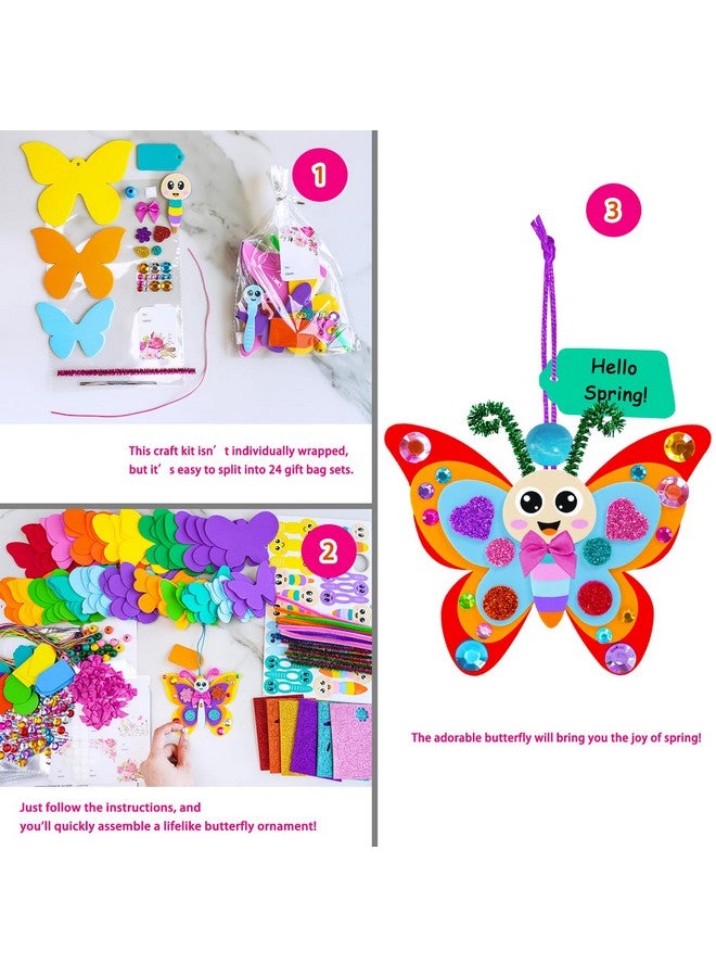 Winlyn 24 Sets Spring Butterfly Craft Kits DIY 3D Butterfly Ornaments Decorations Art Set Assorted Butterfly Foam Stickers Spring Arts and Crafts for Kids Party Favors Home Classroom Activities - Image 2