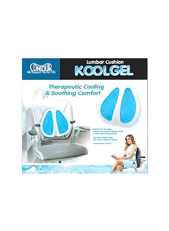 Contour KoolGel Soft Therapeutic Lumbar Cushion White and Blue 8 x 8.89 x 36.83 cm 30-036R - Image 1