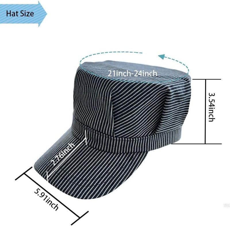 YukaBa Railroad Engineer Train Conductor Adult Hat Blue and White - Image 2