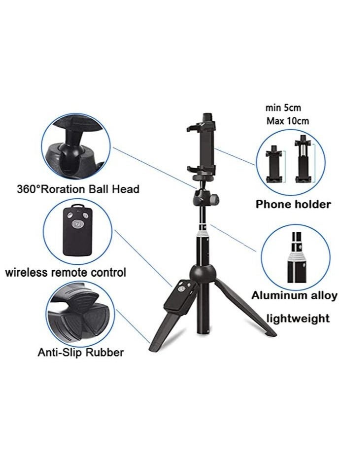 حامل ثلاثي القوائم K21 متكامل بلوتوث 4.0 سيلفي ستيك لاسلكي للهواتف الذكية باللون الأسود - Image 2