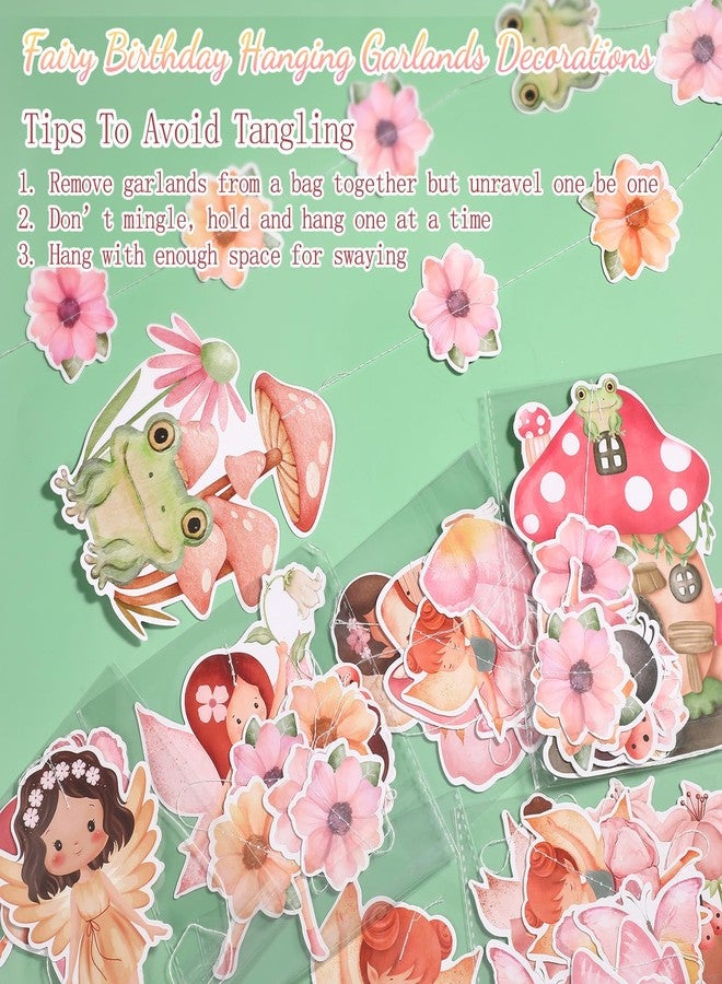 Daifunli 8 Pcs Fairy Party Decorations Fairy First Birthday Hanging Garlands Banner Butterfly Mushroom Flower Paper Cutouts Streamer for Wall Ceiling Decor Wonderland Garden Tale Floral Party Supplies - Image 4