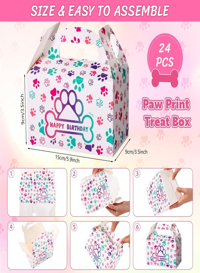 Mifoci 24 Pcs Paw Candy Boxes Dog Themed Party Favors Puppy Print Colorful Treat Box Gift Cartoon Paw Cookie Candy Boxes for Puppy Dog Birthday Goodie Bags Party Supplies - Image 3