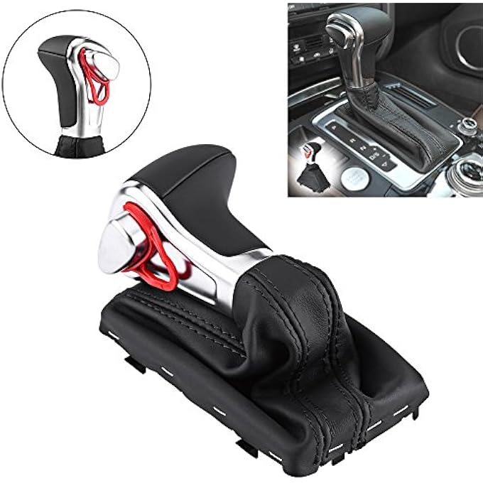 ريحني مقبض ناقل الحركة الأوتوماتيكي Keenso غطاء عصا الحذاء وعصا الحذاء غطاء الجلد المقاوم للغبار مقبض ناقل الحركة أسود ل A4L B8 B8PA - Image 3