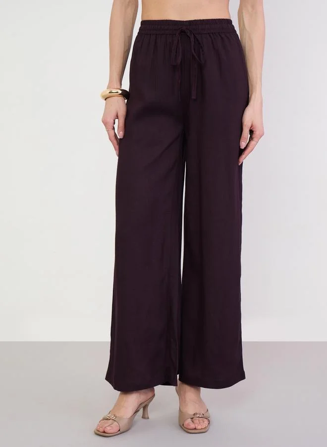 Styli Purple Wide Leg Pants With Drawstring