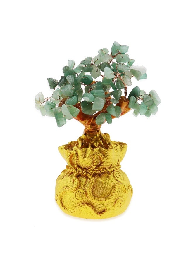 SING F LTD Yellow Green Feng Shui Money Luck Stone Tree Crystal Art Decoration Office Living Room Good Luck Best Gift Green - Image 1