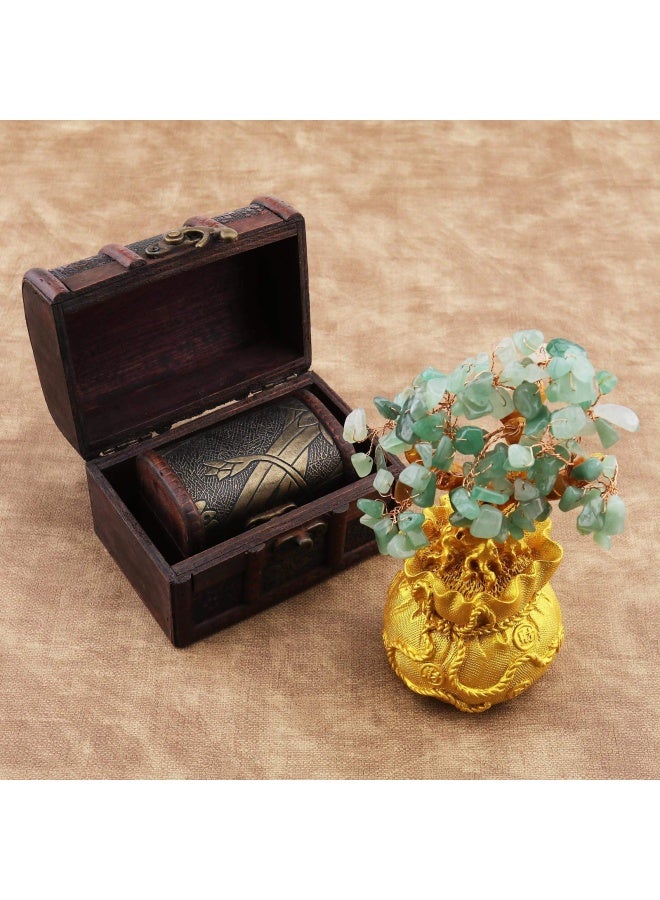 SING F LTD Yellow Green Feng Shui Money Luck Stone Tree Crystal Art Decoration Office Living Room Good Luck Best Gift Green - Image 5