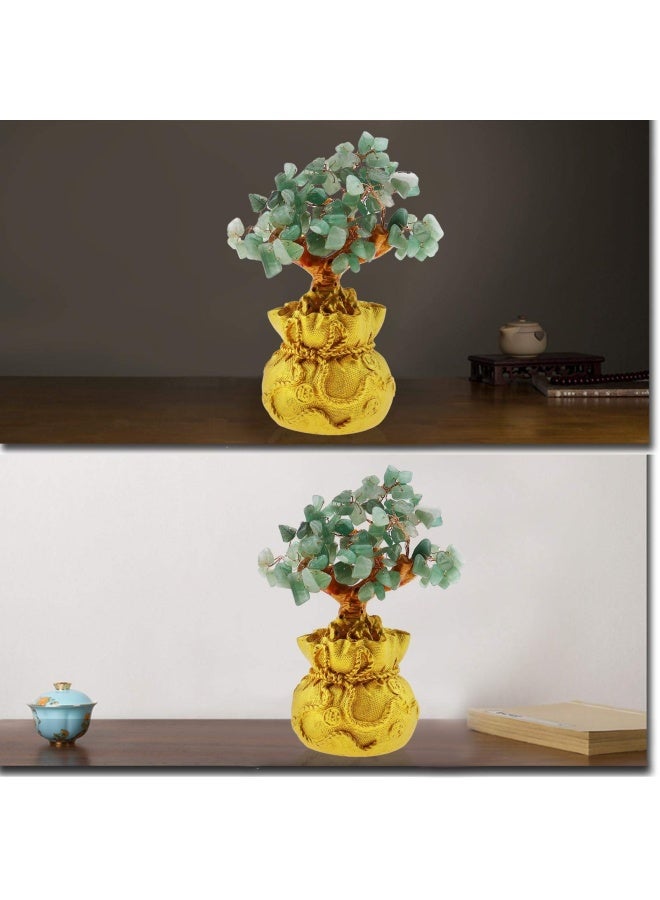 SING F LTD Yellow Green Feng Shui Money Luck Stone Tree Crystal Art Decoration Office Living Room Good Luck Best Gift Green - Image 2