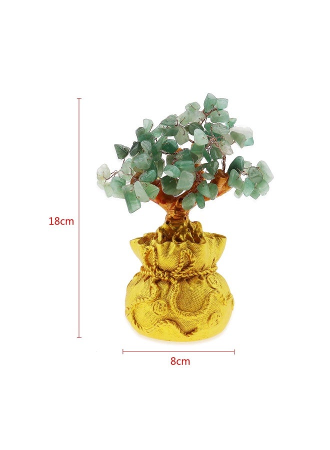 SING F LTD Yellow Green Feng Shui Money Luck Stone Tree Crystal Art Decoration Office Living Room Good Luck Best Gift Green - Image 4