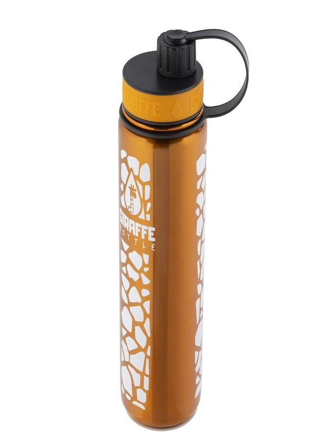 Giraffe Bottle 24oz Stainless Steel Drinking Bottle with Insulated and Direct-Drink Lids, Orange with Giraffe Pattern - Image 2