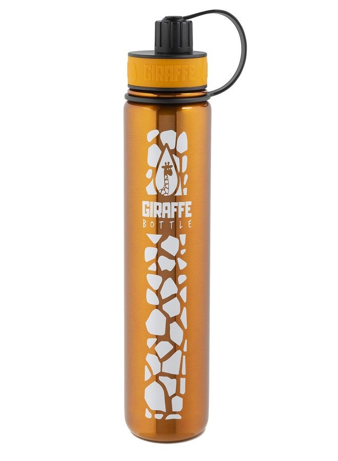 Giraffe Bottle 24oz Stainless Steel Drinking Bottle with Insulated and Direct-Drink Lids, Orange with Giraffe Pattern - Image 1
