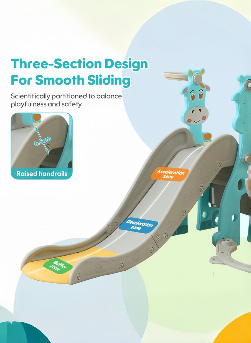 الأمويلات مجموعة هدايا مرجيحة 3 في 1 مع زحليقة اطفال وسلة كرة - ملعب أطفال داخلي خارجي آمن من HDPE - Image 5