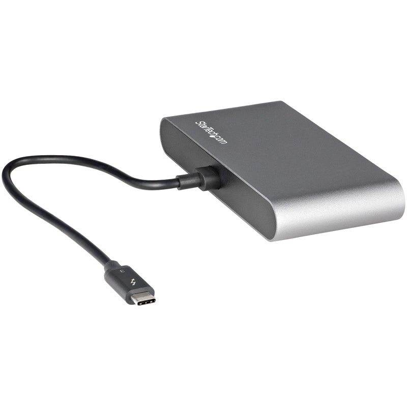 StarTech.com Dual-Monitor Thunderbolt Mini Dock, 4K 60Hz HDMI, Driverless Hub for Windows and Mac, Gigabit Ethernet, 1 x USB 5Gbps, 1x USB 2.0, 11in (28cm) Cable - Image 3