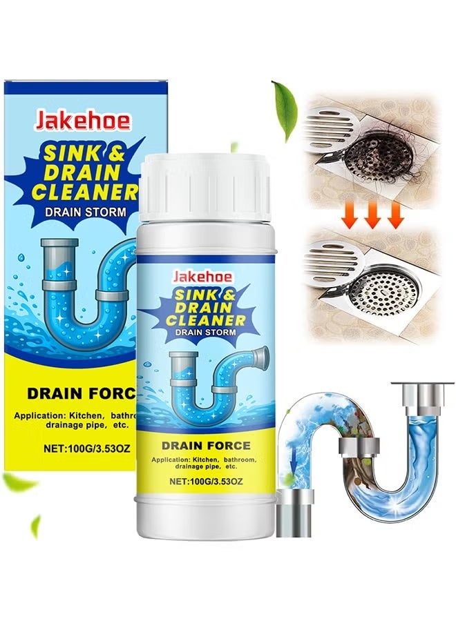 Jakehoe Sink & Drain Cleaner, Pipe Dredging Agent, Sewer Deodoriser Pipe Unblocker, Drain Clog Remover And Cleaner, Toilet, Kitchen, Bathroom Drain Cleaning Agent, Quick Unclogging Sewer Cleaner, Wild Tornado Sink And Drain Cleaner, 100ML - Image 1