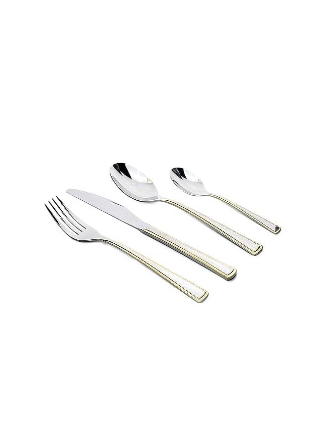 Cuisine Art 24 Piece Silverware Flatware Cutlery Set with Square Stand, Stainless Steel Includes 6 Knife, Fork, Tea Spoon, Dinner Mirror Polished, Dishwasher Safe  - Image 2
