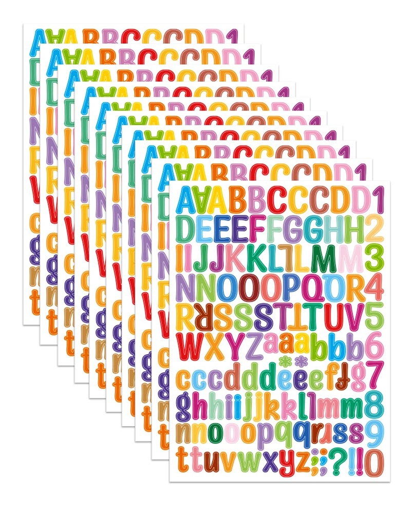 Uniclife 10 Sheets Letter Stickers, 1260 Pcs Scrapbook Stickers, 1 Inch Vinyl Number Alphabet Sticker, Self-Adhesive Stick on Letters for Mailbox Bottles Crafts Posters Decor - Image 1