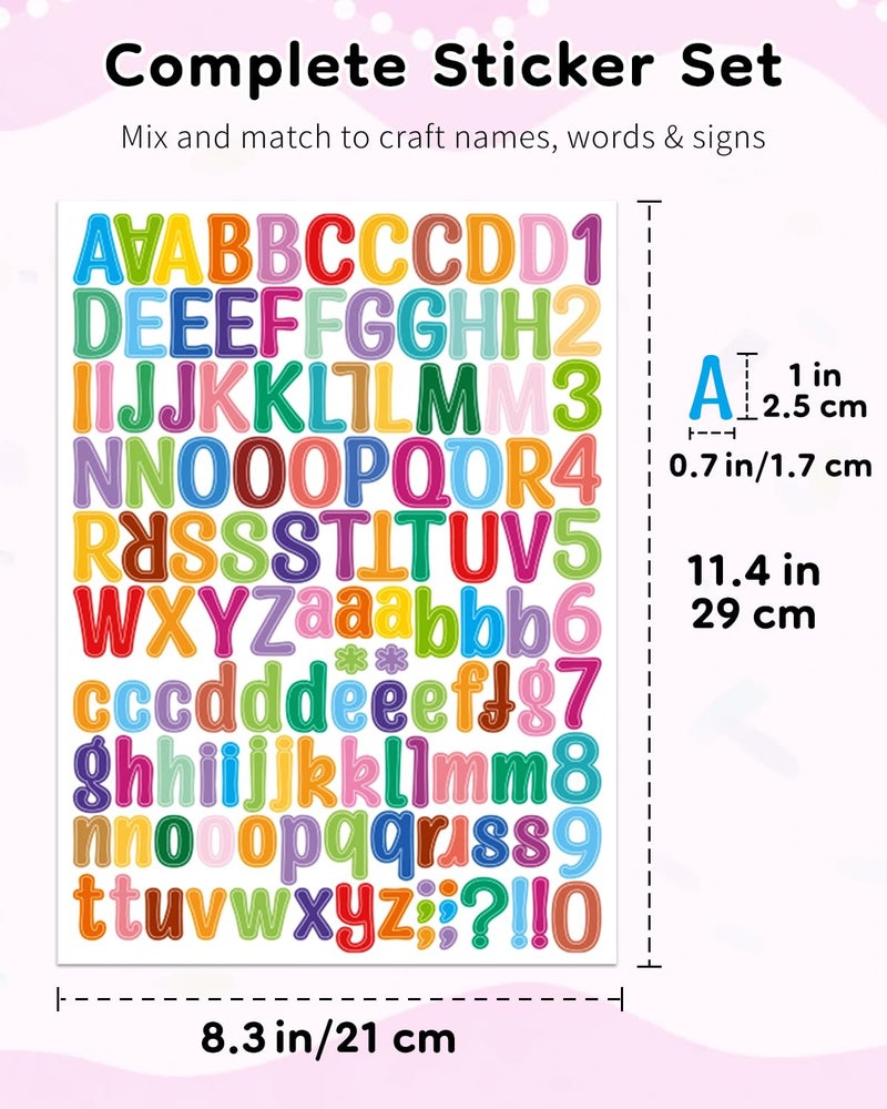Uniclife 10 Sheets Letter Stickers, 1260 Pcs Scrapbook Stickers, 1 Inch Vinyl Number Alphabet Sticker, Self-Adhesive Stick on Letters for Mailbox Bottles Crafts Posters Decor - Image 2