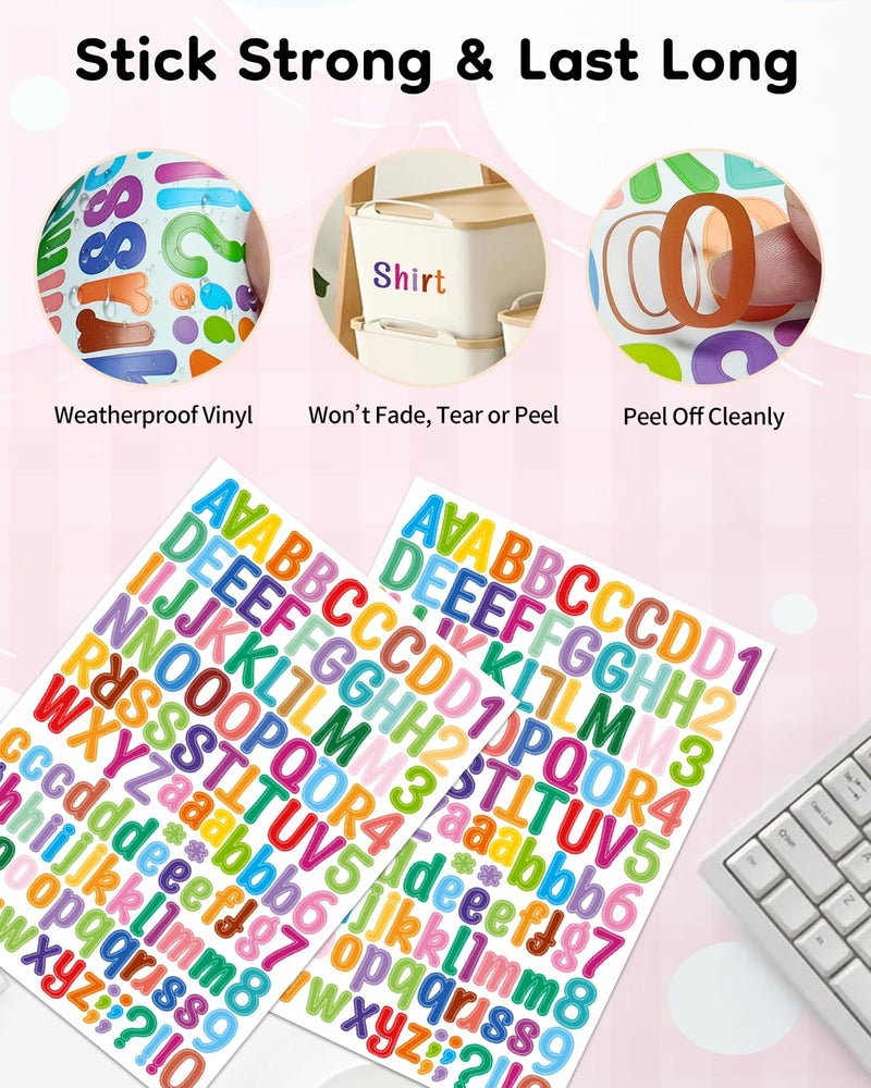Uniclife 10 Sheets Letter Stickers, 1260 Pcs Scrapbook Stickers, 1 Inch Vinyl Number Alphabet Sticker, Self-Adhesive Stick on Letters for Mailbox Bottles Crafts Posters Decor - Image 5