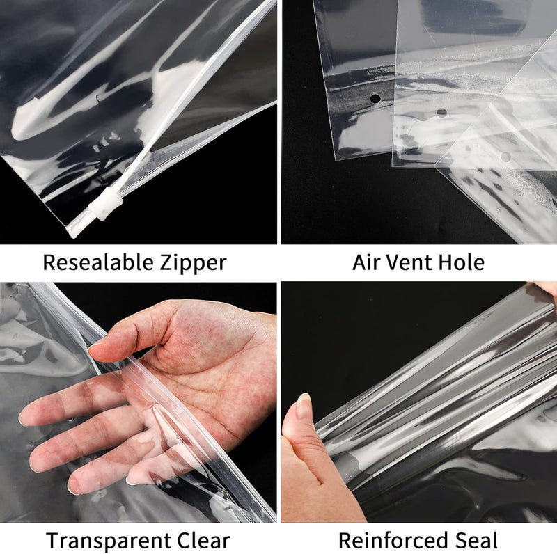 ENPOINT 100pcs 3 mil Thick 12x16 inch Plastic Bags for Small Business, Poly Frosted Zipper Bags for Clothes, Jeans, Jacket, T Shirt Swimsuit for Shipping, Mailing, with Vent Holes - Image 3