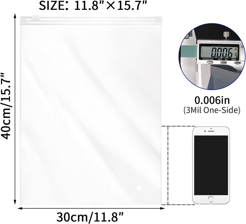 ENPOINT 100pcs 3 mil Thick 12x16 inch Plastic Bags for Small Business, Poly Frosted Zipper Bags for Clothes, Jeans, Jacket, T Shirt Swimsuit for Shipping, Mailing, with Vent Holes - Image 4
