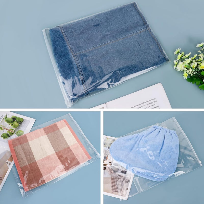 ENPOINT 100pcs 3 mil Thick 12x16 inch Plastic Bags for Small Business, Poly Frosted Zipper Bags for Clothes, Jeans, Jacket, T Shirt Swimsuit for Shipping, Mailing, with Vent Holes - Image 5