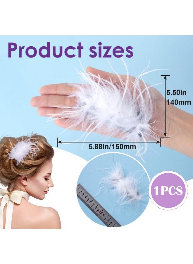 OIIKI White Ostrich Hair Clip, Feather Hairgrip Retro Hair Jewelry Accessories for Women Bride Party Festival Valentine Wedding Engagement Birthday Christmas -1Pcs - Image 2