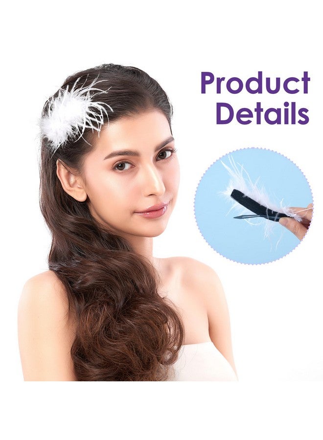 OIIKI White Ostrich Hair Clip, Feather Hairgrip Retro Hair Jewelry Accessories for Women Bride Party Festival Valentine Wedding Engagement Birthday Christmas -1Pcs - Image 3